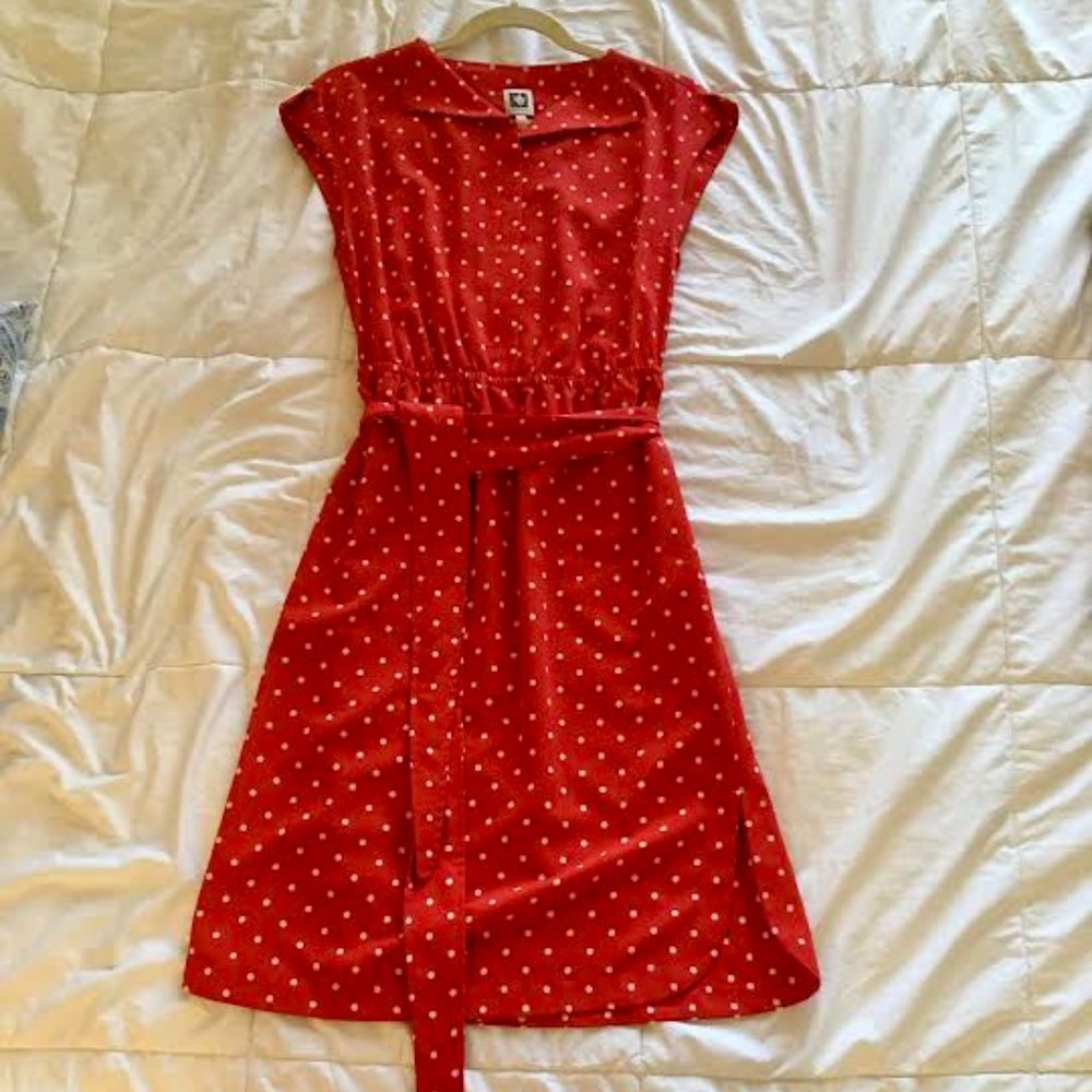 Anne Klein Red Polka Dot Dress X-Small NWOT